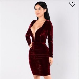 Velvet Wine Long Sleeve Dress
